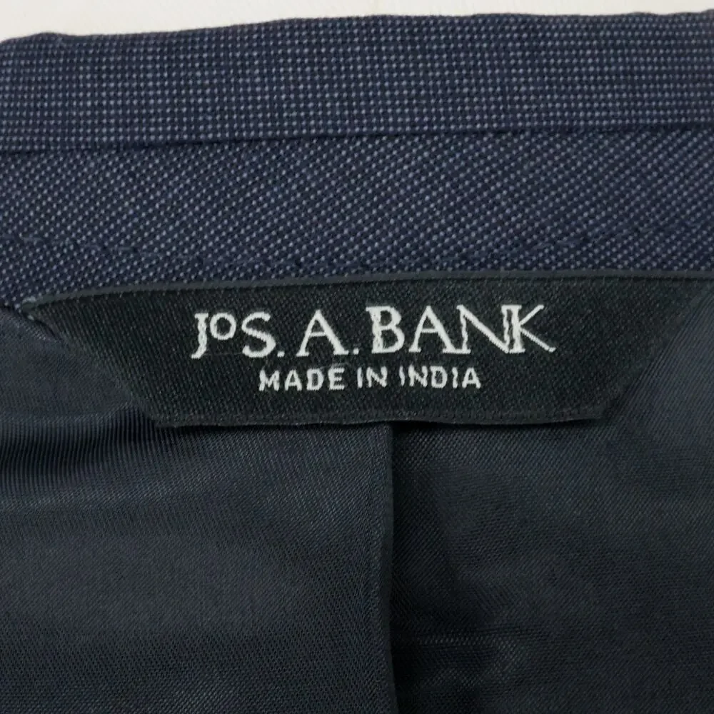Jos A Bank Sport Coat Mens 50R Blue Wool Jacket Lined Blazer Micro Plaid Career